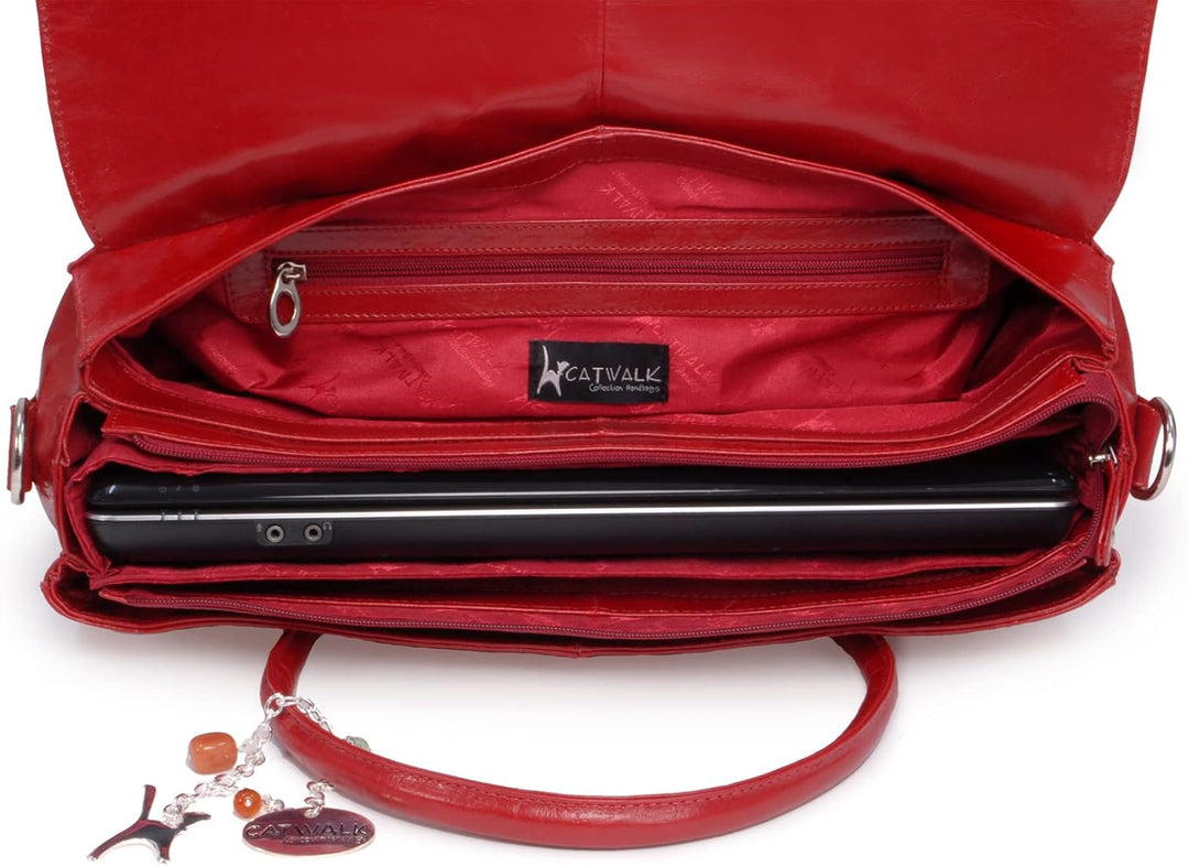 Catwalk Collection Handbags - Leder - Übergrosse Laptoptasche Schultasche/Organizer/Arbeitstasche/Ak