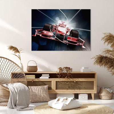 Bilder auf Leinwand 100x70cm Leinwandbild Formel Geschwindigkeit Motor Gross Wanddeko Bild Schlafzim