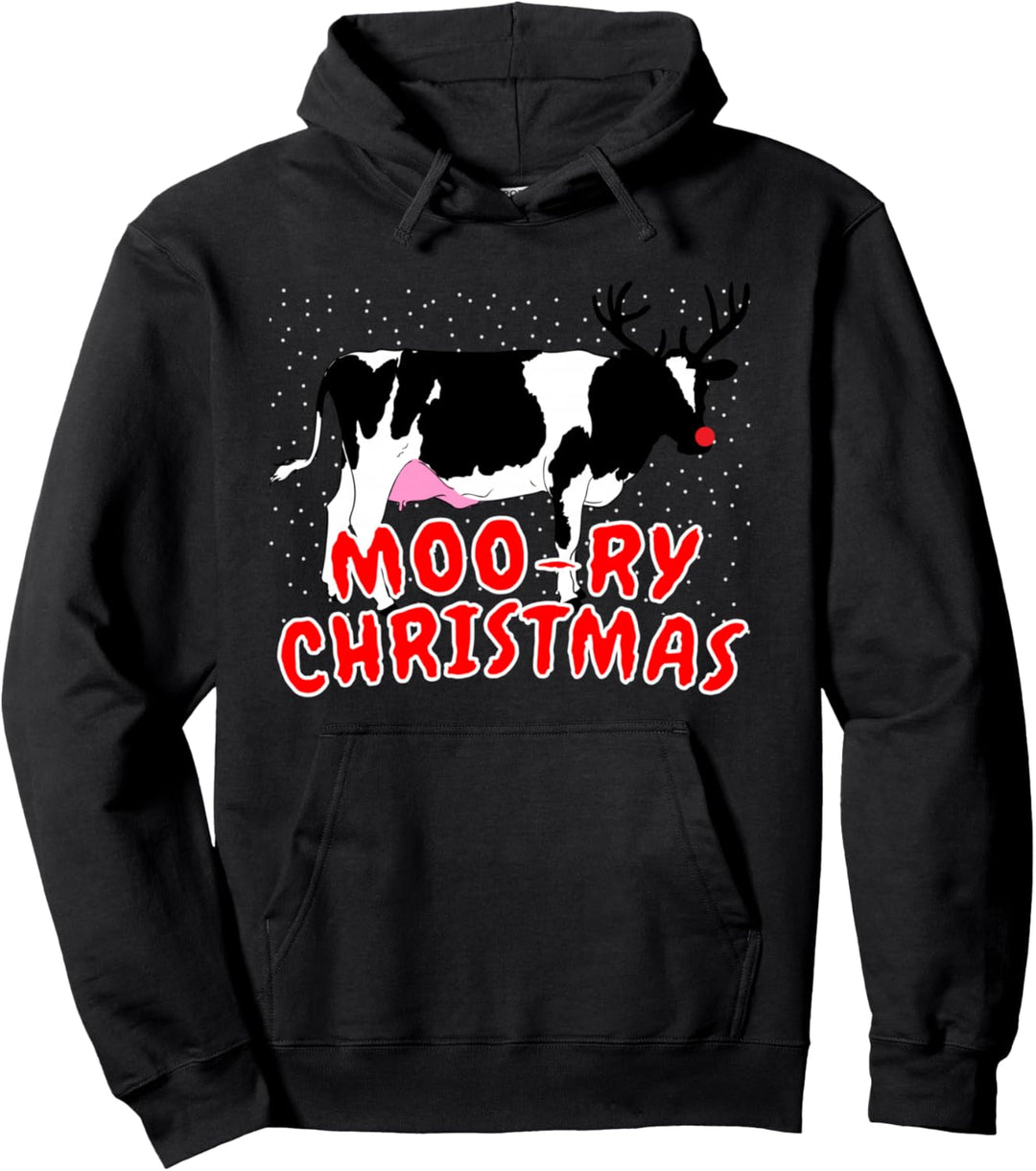 Moo-ry Weihnachtskuh lustiger Rentierersatz Pullover Hoodie