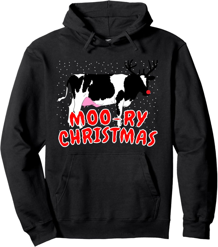 Moo-ry Weihnachtskuh lustiger Rentierersatz Pullover Hoodie