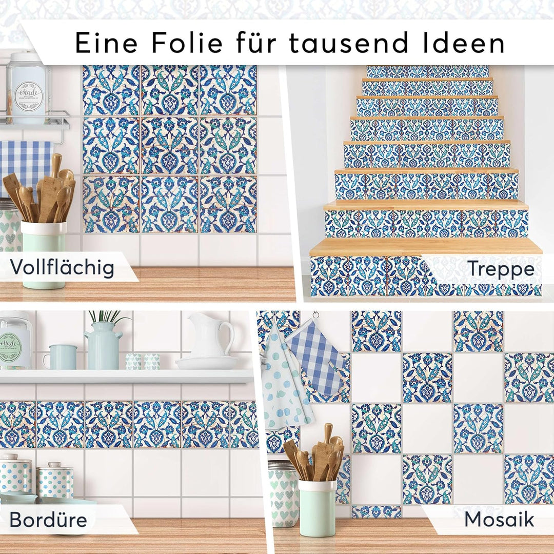 60 Stück Fliesenfolie für Küche und Bad 15x15 cm - Mosaikfliesen, Fliesensticker - selbstklebende Fl