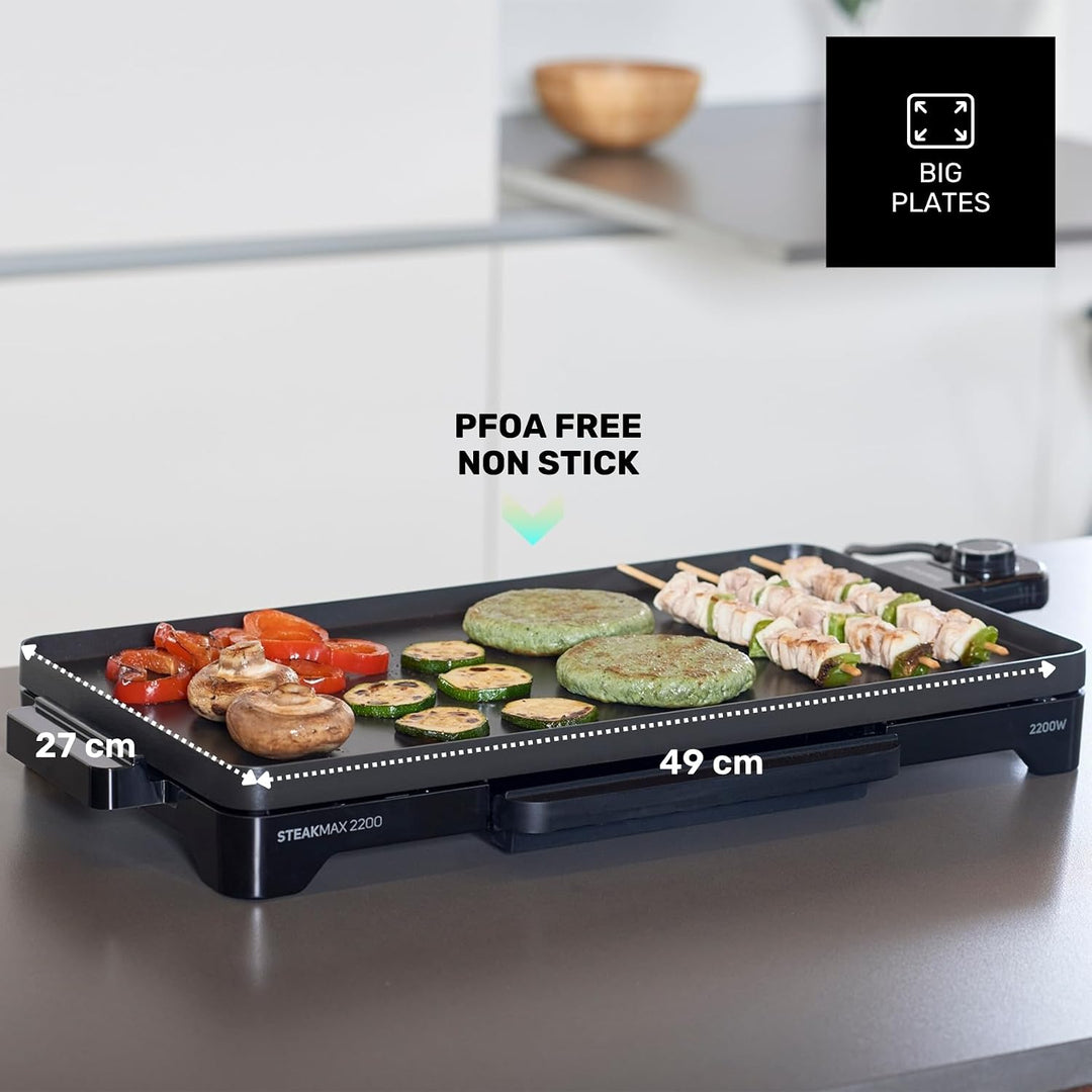 Taurus - Elektrische Grillplatte Steakmax 2200 | 2200W | Antihaftbeschichtung ohne PFOA | Grosse Flä