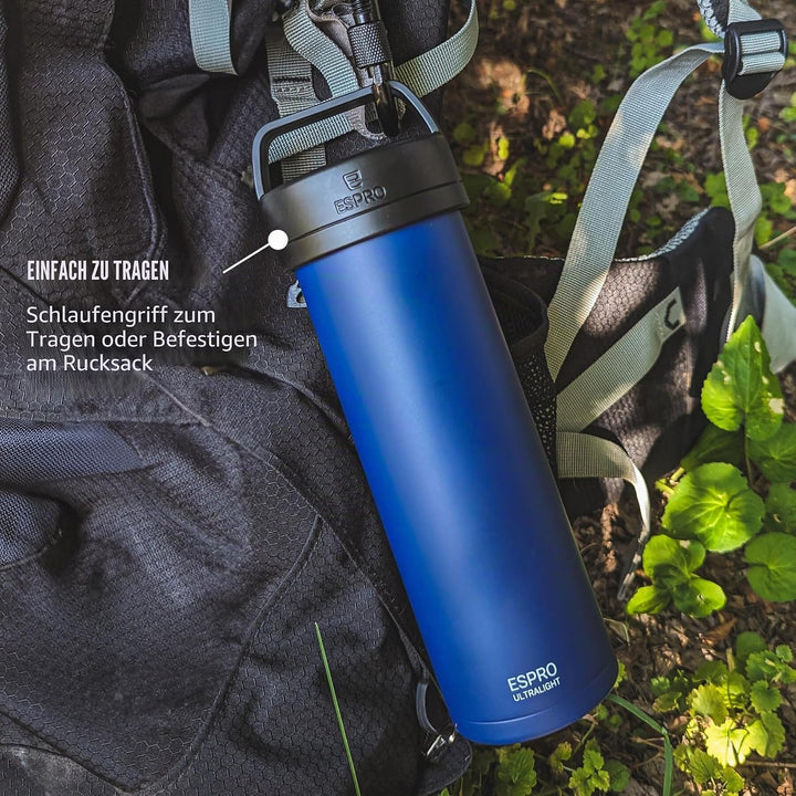 ESPRO Reise French Press Ultralight, Mini Coffee Maker mit Thermo-Funktion, 475ml, blau Blau ESPRO R