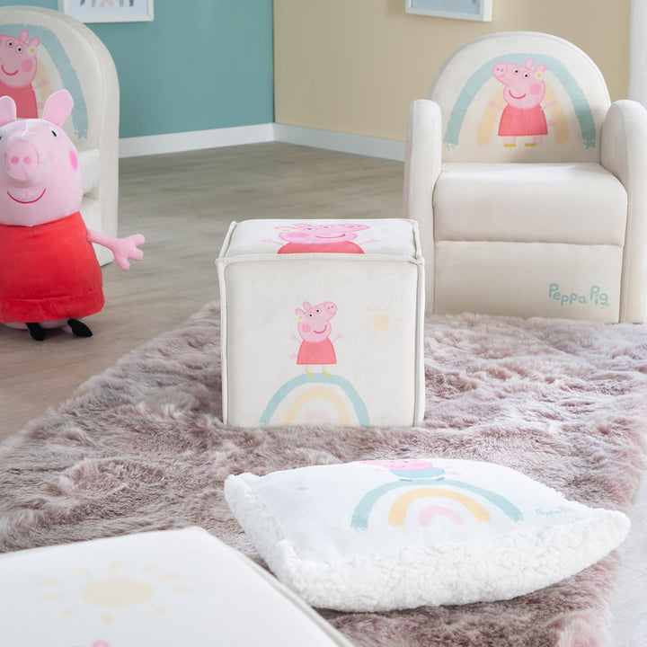 roba Kinderhocker im Peppa Pig Design - Sitzwürfel für Jungen & Mädchen ab 18 Monaten - Belastbar bi