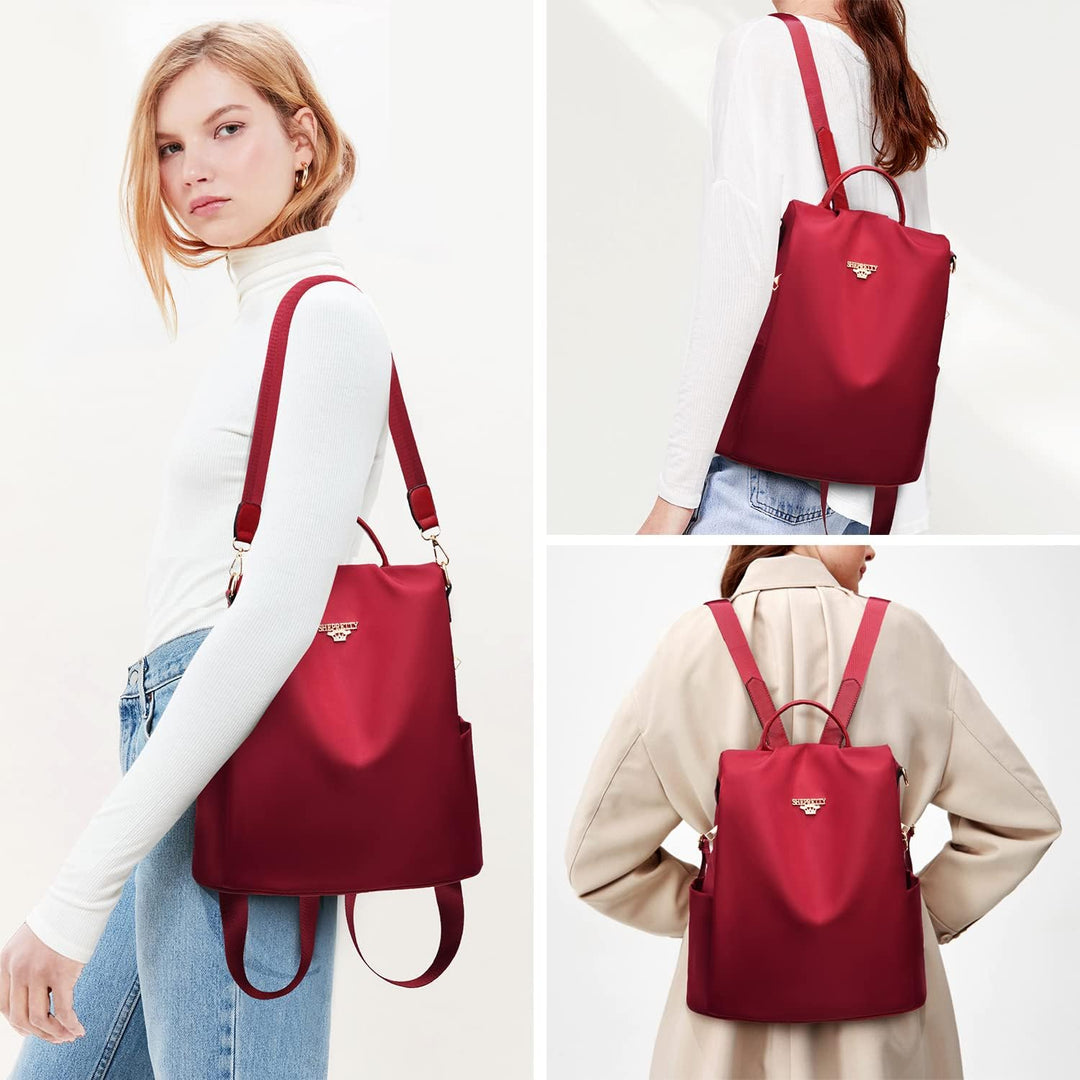 shepretty Damen Rucksack Anti Diebstahl Umhängetasche Multifunktions Schultaschen 8864-rot 32*14*33c