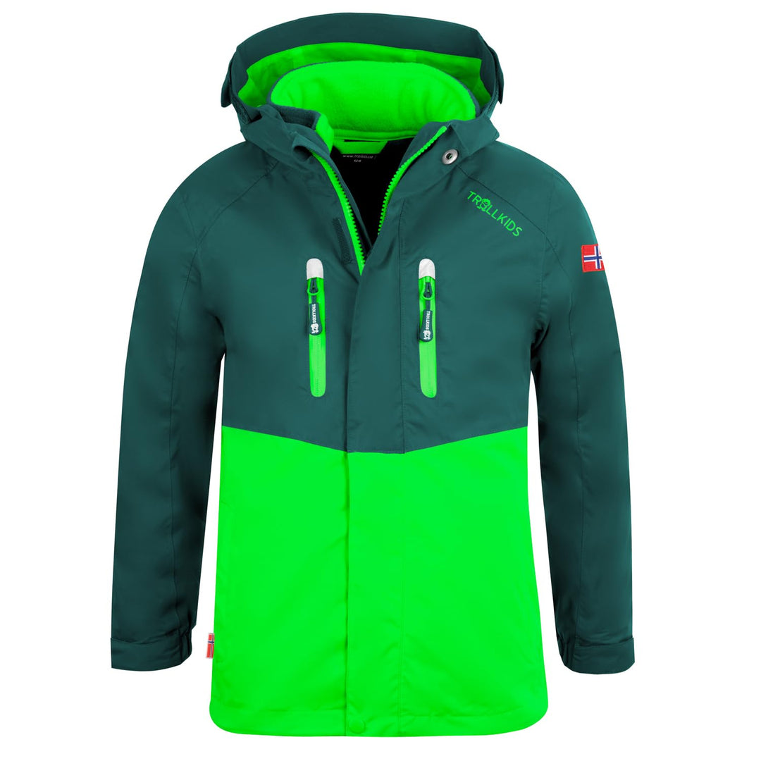 Trollkids Kids Bryggen 3in1 Jacket 104 Dark Green, 104 Dark Green