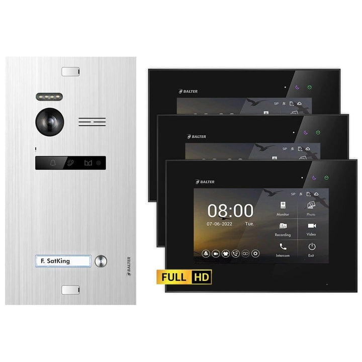 Nonic Balter EVO HD Silber/Schwarz Video Türsprechanlage Set für 1 Familienhaus (1x Türstation mit F