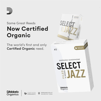 D'Addario Organisch Select Jazz Filed Soprano Saxophon-Stimmzungen - Saxophonrohre - 2 Weich, 10 Pac