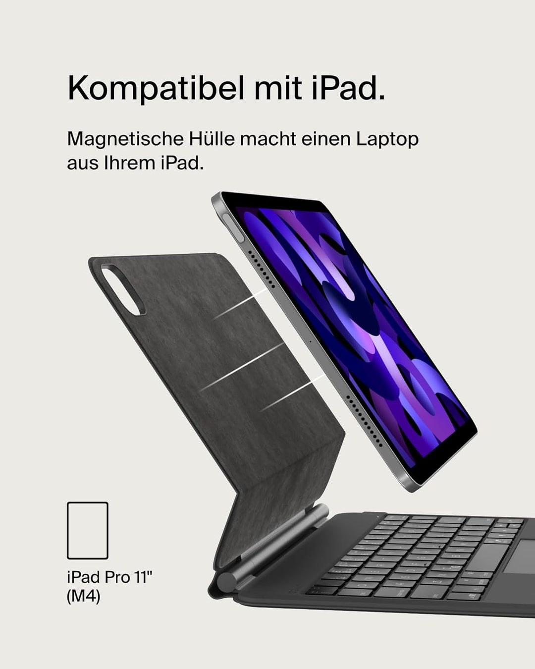 Belkin Pro iPad Tastaturhülle mit Magnetständer, beleuchtete Bluetooth‑Tastatur, Präzisions‑Trackpad