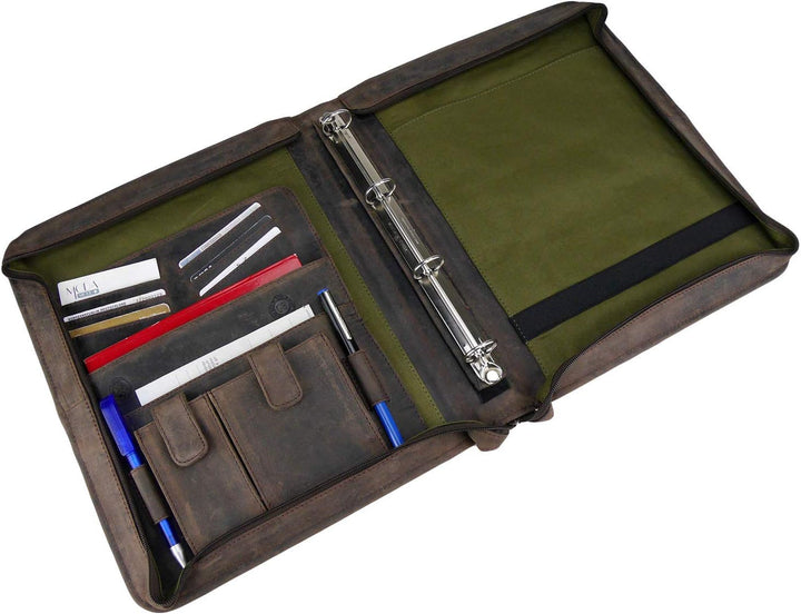 Greenburry Dokumentenmappe Leder - Braun Vintage Revival - Hochwertiges Rindsleder - Schreibmappe Le