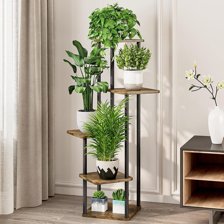 Blumenständer 5-stufiges Pflanzenregal aus Metall für mehrere Pflanzen, hohe Eckblumenhalter für Ter