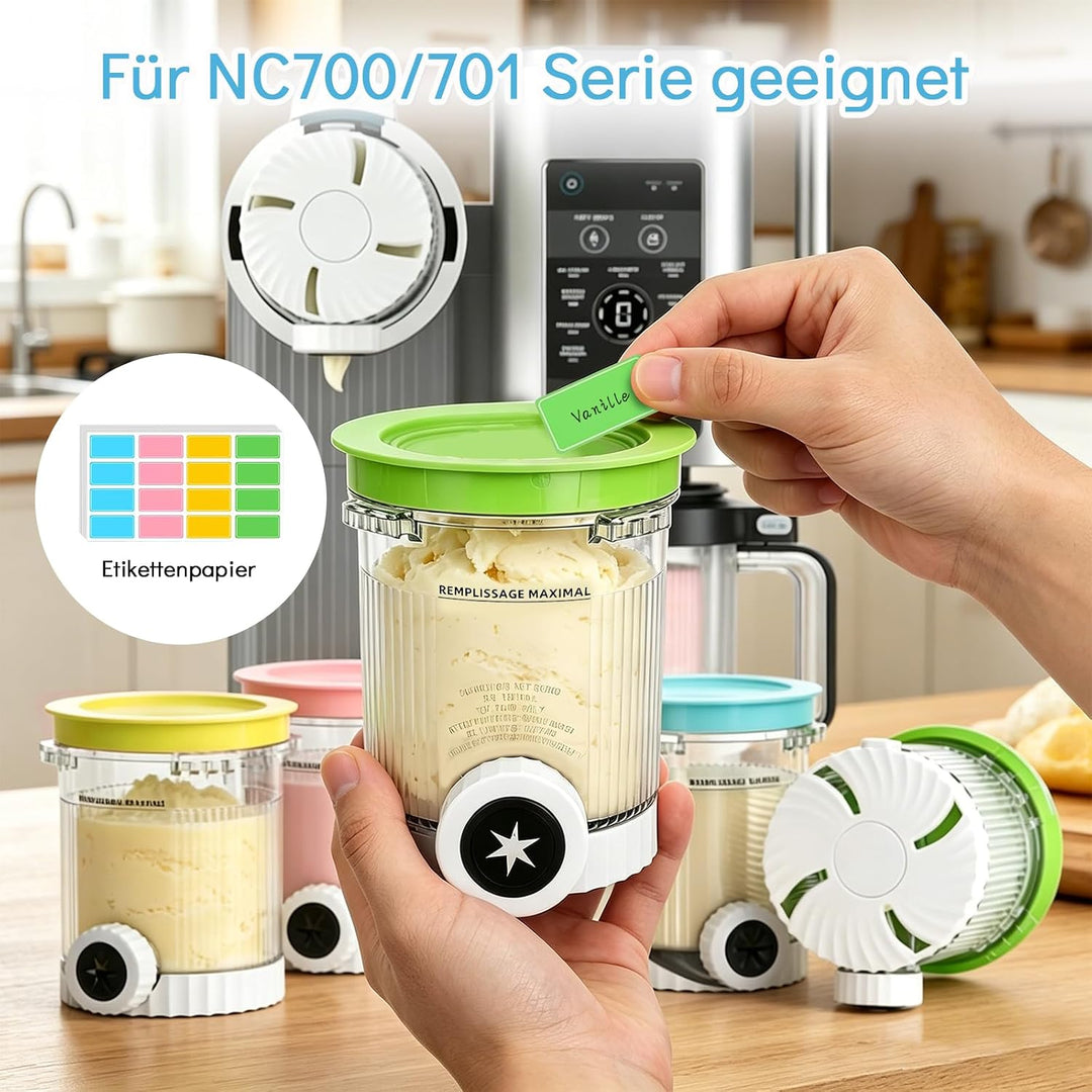Eismaschine Eiskaltes Set mit 4 Behältern, 4 Eistassen & 1 Schaufel | Ninja Creami BehäLter Creami S