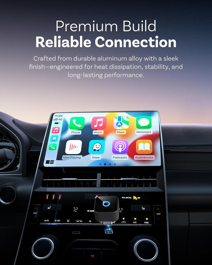 Ottocast Mini Slim 2026 Version, Wireless CarPlay & Android Auto Adapter, Kabelgebundenes CarPlay &