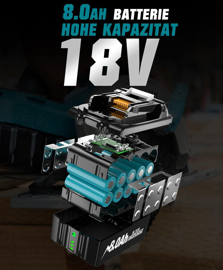2 Stück 18V 8000mAh Ersatzakku für Makita 18V 8.0Ah Akku Li-ion BL1850 BL1850B BL1830 BL1860B BL1845