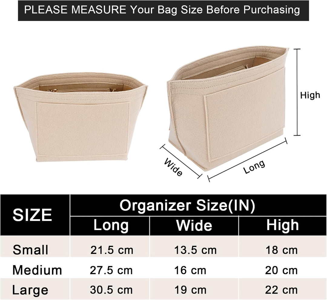 LOUKAYCCI Filz-Organizer-Handtascheneinsatz, Beige