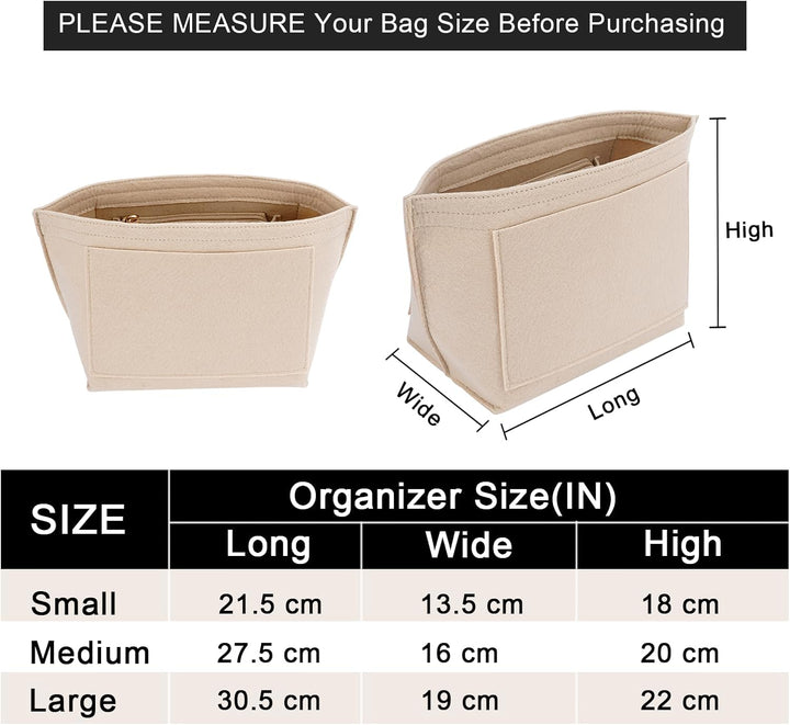 LOUKAYCCI Filz-Organizer-Handtascheneinsatz, Beige