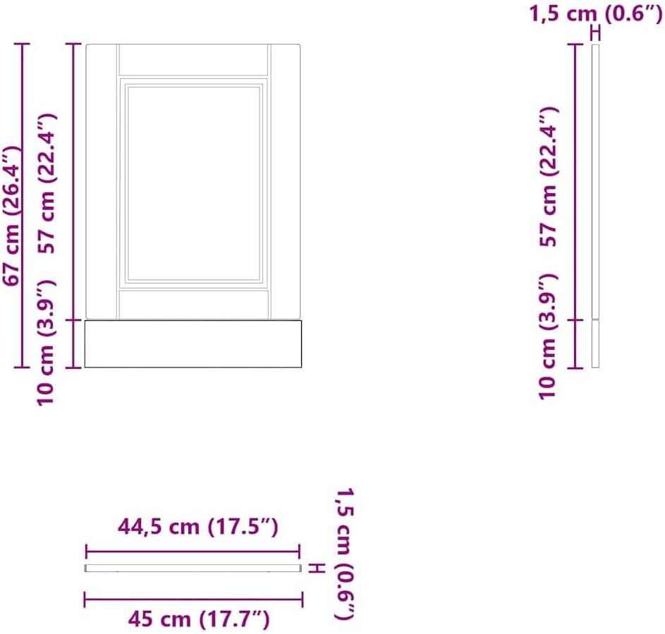 vidaXL Geschirrspülerblende Porto Artisan-Eiche 45x1,5x67 cm, Geschirrspüler Frontblende, Geschirrsp