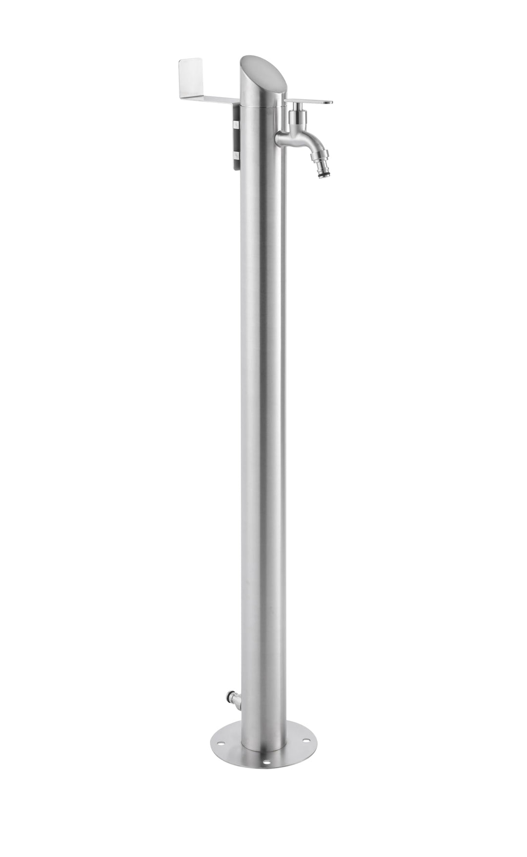 Edelstahl Wasserzapfstelle 93 cm, Garten Wasserhahn Säule aus Edelstahl 304 gebürstet, 2 Hahnanschlü