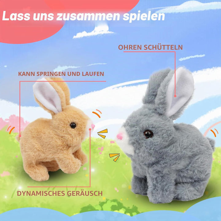 Hopearl Hüpfendes Kaninchen Interaktives elektronisches Haustier Plüsch Hasen Spielzeug mit Geräusch