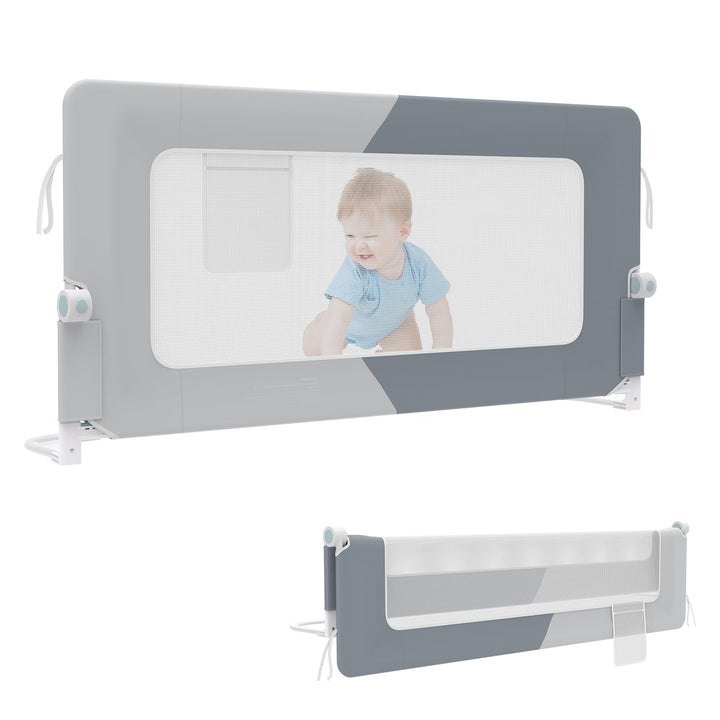 YUENFONG 180cm Bettgitter Bettschutzgitter Rausfallschutz für Kinder, Höhenverstellbar 72 bis 96cm K