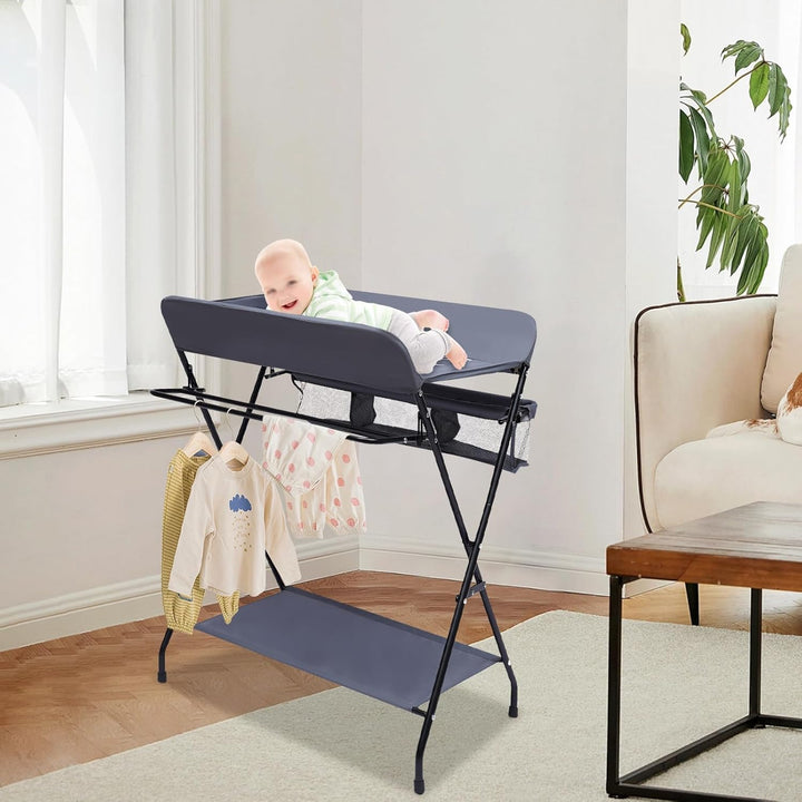 Baby Wickelkombi, Mobiler Wickeltisch Klappbar Wickelkommode Wickeltisch mit Wickelauflage Sicherhei