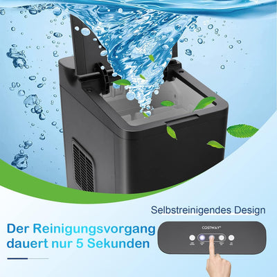 GOPLUS Elektrischer Eiswürfelzubereiter, Ice Maker 12kg/24H, Tragbare kompakte Eismaschine mit Selbs