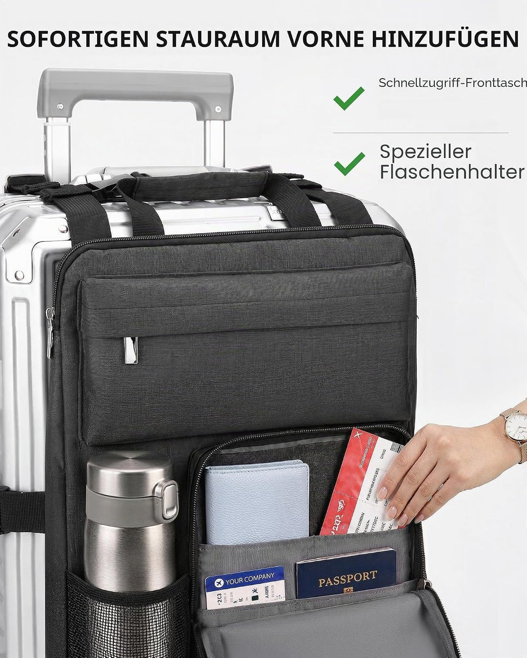 BS-VOG Über-Koffer-Organizer für Handgepäcktasche mit Getränkehalter | Packing Cubes für Koffer, ver