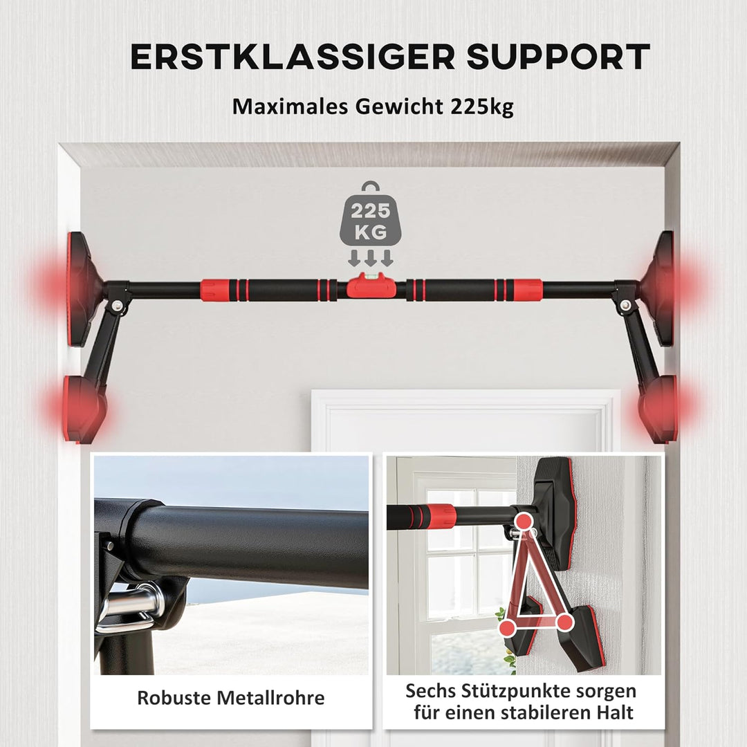 SPORTNOW Klimmzugstange, verstellbar Klimmzüge mit Pegelmessgerät, für Türrahmen, mit Dreiecksstütze