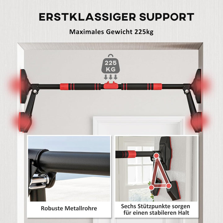 SPORTNOW Klimmzugstange, verstellbar Klimmzüge mit Pegelmessgerät, für Türrahmen, mit Dreiecksstütze
