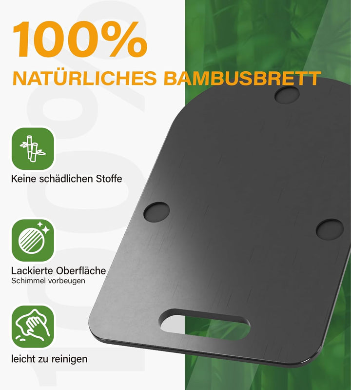 Gleitbrett für Thermomix TM7, Brett für Thermomix aus Bambus mit Rollen &amp; Gummifüssen, Leichtgängig,