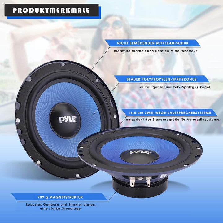 Pyle Auto Lautsprecher Set 15,2 cm x 20,3 cm, 3-Wege Lautsprecher Boxen, 360W, 91 dB, Einbaulautspre