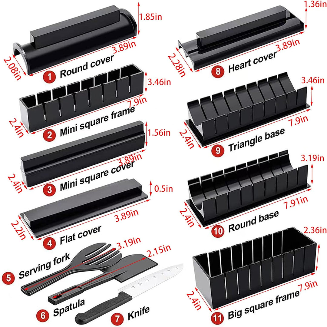 Sushi Maker Kit,11pcs DIY Sushi Set Sushi Rollen Maker Komplett DIY Sushi Maker Kit mit 8 Formen,Rei