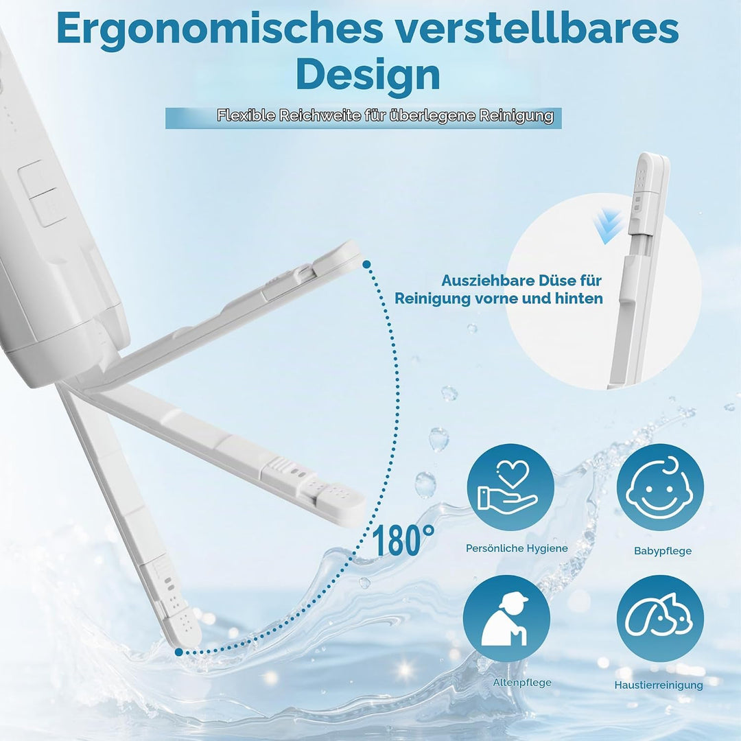 Bostar Elektrisches Bidet Reisebidet mit 2,5L Wassertank, 2 Modus 4 Druckstufen Tragbare Elektrische