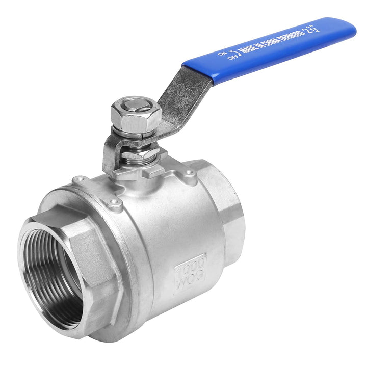 DERNORD Vollanschluss-Kugelhahn Edelstahl 304 Heavy Duty für Wasser, Öl und Gas mit blauen Verriegel