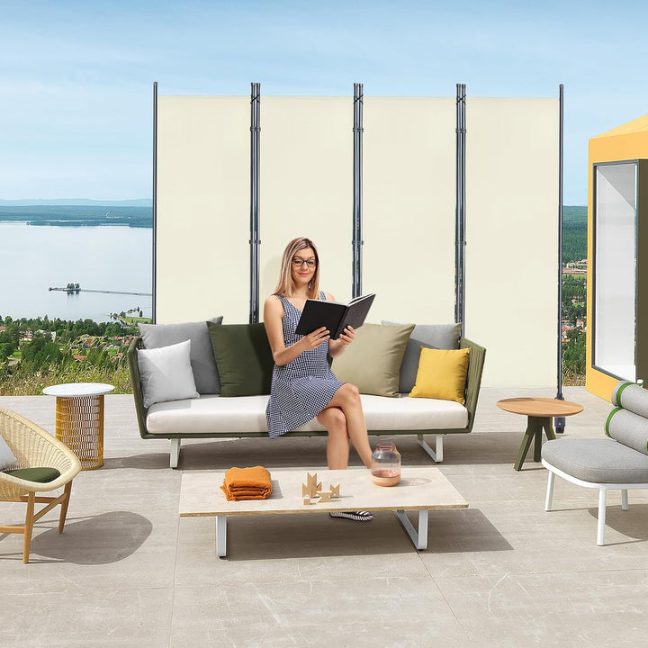 JOIEYOU Paravent Outdoor Sichtschutz Trennwand 4 Teilig 225x185cm Raumtrenner mit Rädern, Flache Füs