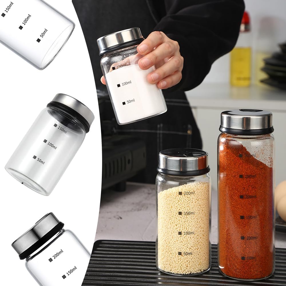 2 Stück Gewürzgläser mit Drehdeckel, 150ml Borosilikatglas Gewürzstreuer, GEwürzdosen, Gewürzstreuer