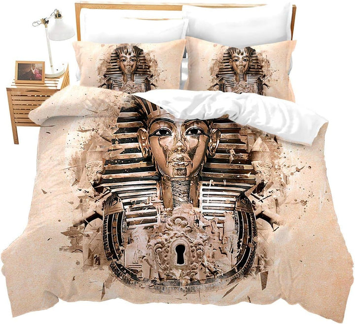 Loussiesd Ägypten Muster Bettwäsche Set für Jungen Mädchen Kinder Exotic Bettbezug Set mit Reissvers