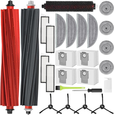 RUKHOOL Zubehör für Roborock S8 Maxv Ultra Ersatzteile Zubehörset mit 4 Staubbeutel, 2 Hauptbürste,