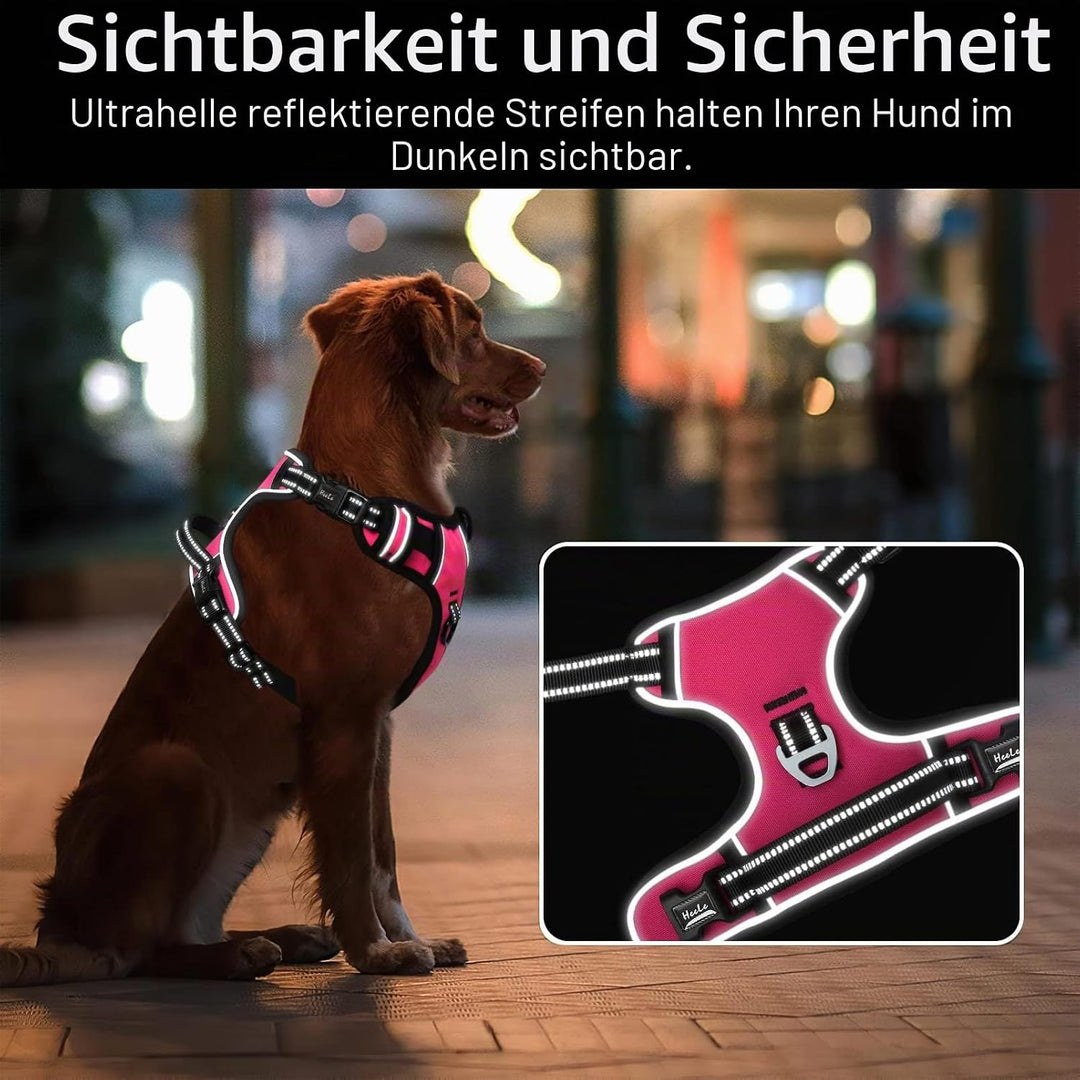 HEELE Hundegeschirr ohne Zug, Brustgeschirr für grosse Hund, einstellbares reflektierendes Hunde Ges