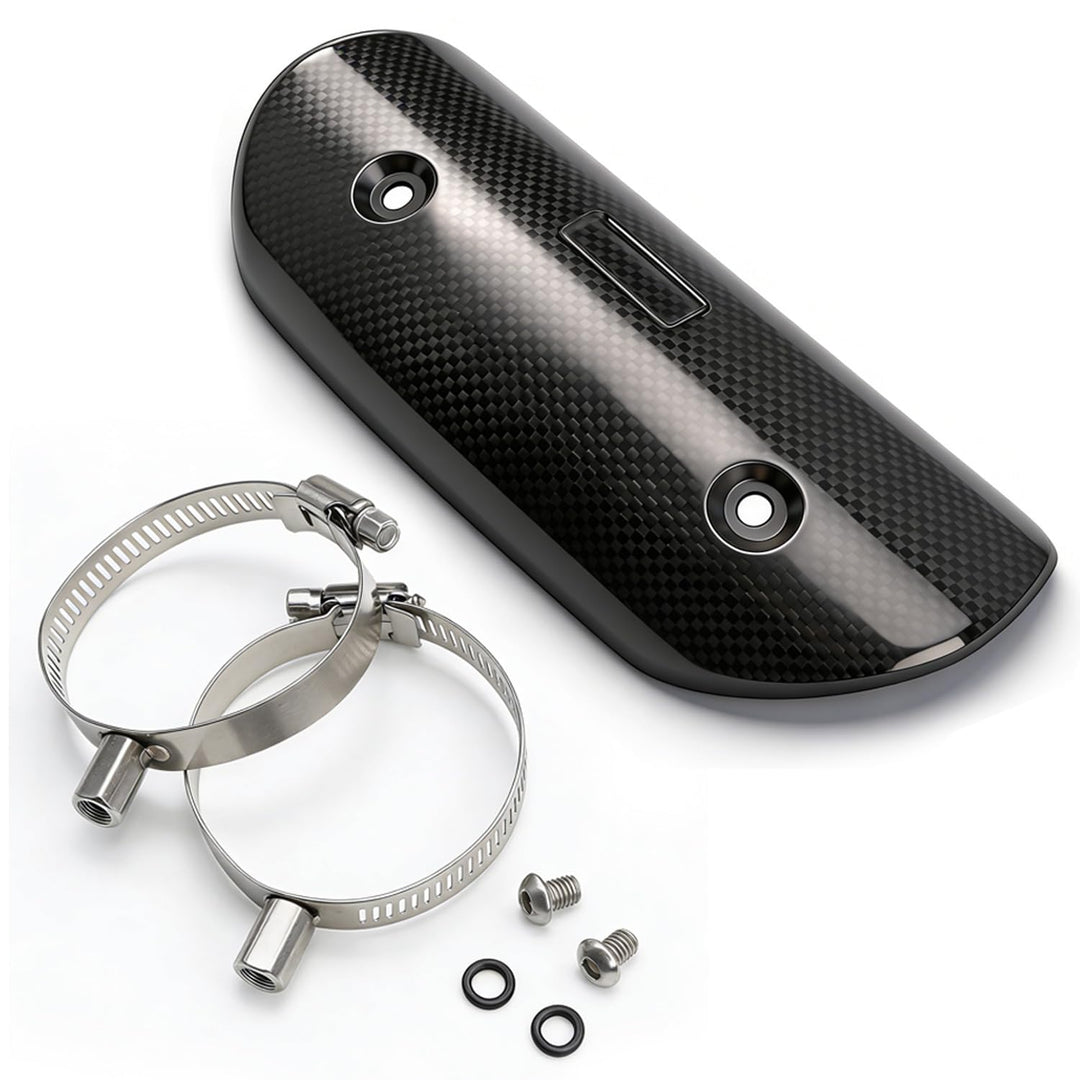 JFG RACING Motorrad Auspuff Hitzeschild,Kohlefaser Motorrad Auspuffrohrabdeckung Hitzeschutzblech Sc