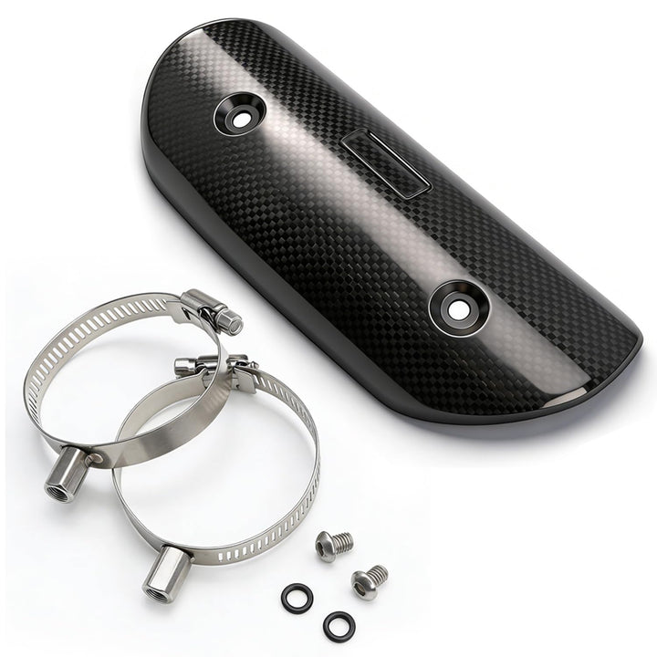 JFG RACING Motorrad Auspuff Hitzeschild,Kohlefaser Motorrad Auspuffrohrabdeckung Hitzeschutzblech Sc