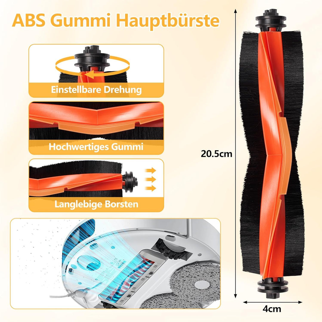 27 Stück Zubehör für Xiaomi X20+ / X10 Plus Saugroboter, Ersatzteile 6 Staubbeutel 6 Wischpad 2 Haup