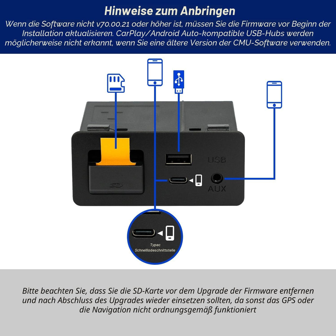 Type-C Mazda Carplay und Android Auto Nachrüstsatz, TK78-66-9U0C OEM Media Hub passt zum MZD Connect