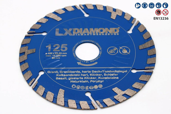 2x Diamant-Trennscheibe 125mm x 22,23mm Premium Diamantscheibe KS, Kalksandstein hart, Granit, Grani