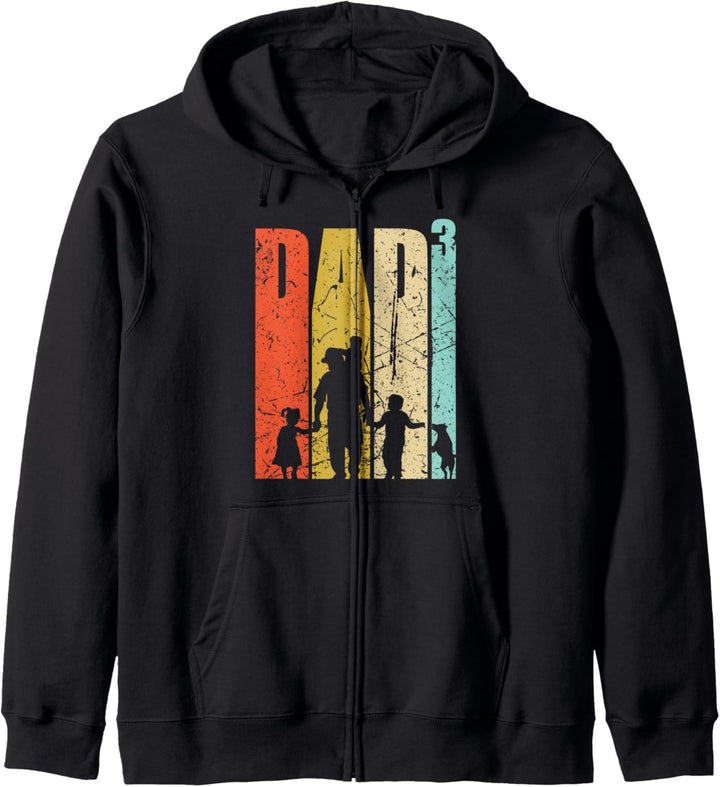 Dad hoch 3 Vater dreifacher Papa mit Hund Bullterrier Kapuzenjacke