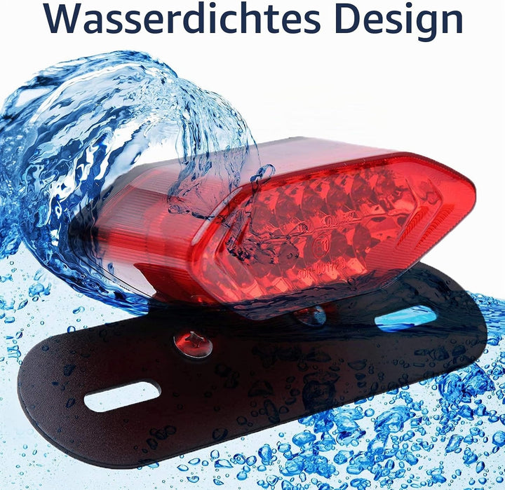 JMTBNO Motorrad 20 LED Rücklicht Bremslicht Blinker Kennzeichenbeleuchtung mit Halterung E-geprüft U