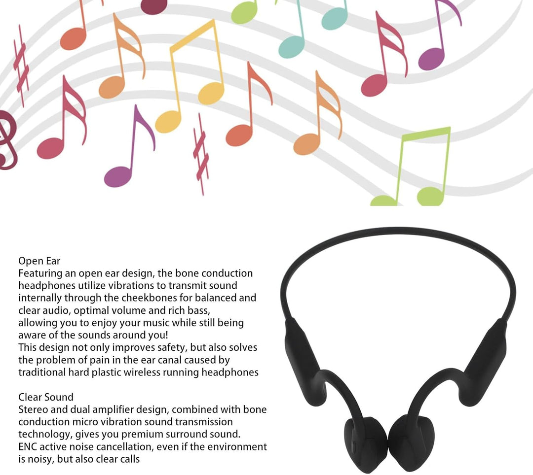 ciciglow K08 Knochenleitungskopfhörer, Bluetooth 5.3 Stereo-Kopfhörer mit Offenem Ohr, ENC-Rauschunt