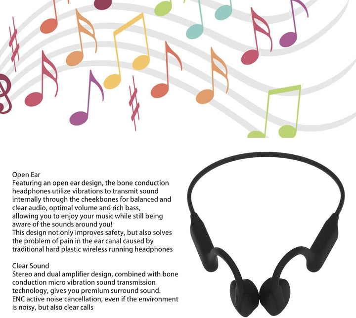ciciglow K08 Knochenleitungskopfhörer, Bluetooth 5.3 Stereo-Kopfhörer mit Offenem Ohr, ENC-Rauschunt