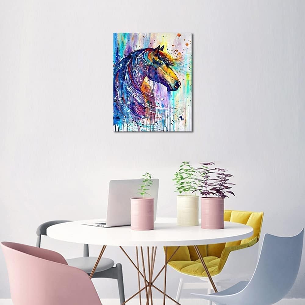 TISHIRON Malen Nach Zahlen Bunte Pferd Leinwände DIY Arcylic Paint by Numbers DIY Handgemalt Ölgemäl