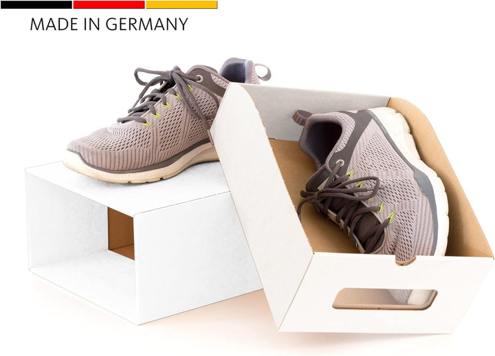 BigDean 10er Boxen-Set mit Sichtfenster & Schublade - Pappkarton aus Kraftpapier - Schuhbox Spielzeu